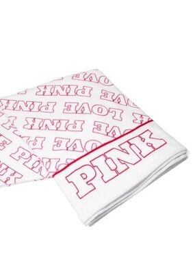 PINK Victoria's Secret White Towel with Hot Pink Logo Print